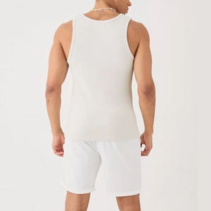 Débardeur côtelé respirant en coton premium pour homme, coupe ajustée, sans manches, pour la course et la gym, avec logo personnalisé, idéal pour le fitness et la musculation - Product Image 5