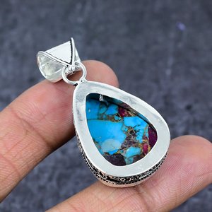Colgante de Gema de Algodón de Azúcar Natural en Forma de Gota, Chapado en Plata, Estilo Bohemia, Engaste de Canal, Joyería Unisex, Amuleto, Regalo de Aniversario - Product Image 4