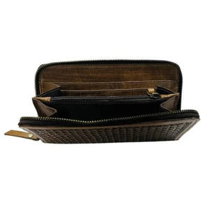 Premium Quality Women's Genuine Leather Engraved Zipper Wallet Brown Color Multiple Slots Vintage Style Made India Best Selling - Product Image 6