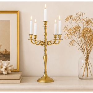 Wholesale 5 Arm Metal Candelabra Gold <b>Candlestick</b> Holder Wedding Table Centerpiece <b>Antique</b> <b>Brass</b> Candle Stand for Event Decor - Product Image 6