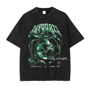 Custom OEM Oversized Streetwear Graphic <b>T</b> Shirt Japanese Anime Fish Design <b>Back</b> Print 100% Cotton Loose Fit Unisex Summer Casual - Product Image 3