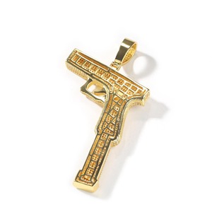 Pendentif pistolet Hip Hop unisexe en argent sterling 925 plaqué or 14 carats avec diamant Moissanite, style rétro classique, bijoux tendance pour femme - Product Image 1