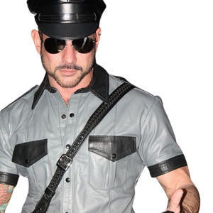 Correa de piel de oveja Sam Browne para hombre, ajustable, con hebilla de acero de 4.5 cm de ancho, estampado por transferencia térmica, estilo clásico. - Product Image 5