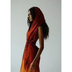 Women Ombre for Orange Eco-Friendly Natural Waist Floor-Length Sleeveless Draped Wrap Style <b>Boho</b> <b>Summer</b> Beach Maxi <b>Dress</b> - Product Image 3