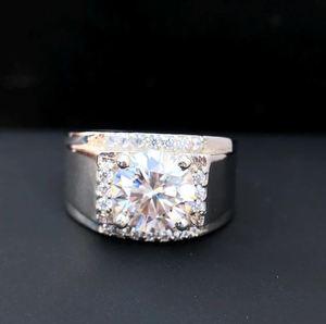 Moissanite <b>Mens</b> Engagement <b>Ring</b> 925 Sterling <b>Silver</b> 14K Gold Plated Classic Wedding Band Diamond Alternative Luxury Jewelry - Product Image 5