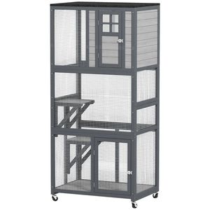 หอปีนป่ายสำหรับแมวกลางแจ้งพร้อมบันไดและดีไซน์บ้าน - Product Image 1