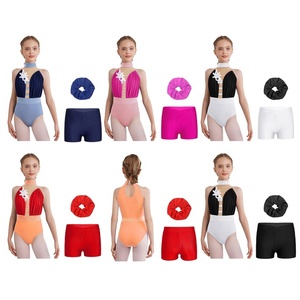 Tenue de <span class=keywords><strong>danse</strong></span> pour filles de 6 à 16 ans, justaucorps de patinage artistique et de gymnastique avec short et bandeau pour spectacles de <span class=keywords><strong>danse</strong></span> - Product Image 1