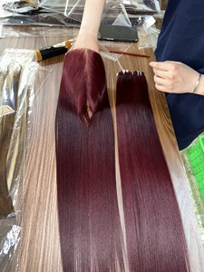 Paquets et fermeture de trame de couleur bourgogne droite d'os de cheveux humains vietnamiens de haute qualité - Product Image 4