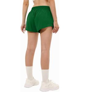 Fait sur mesure 100% polyester femmes sport Fitness Yoga Shorts taille moyenne coupe régulière vert meilleur prix d'usine Bangladesh 10000 - Product Image 2