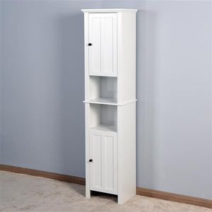 15.75 X 11.81 X 66.93 Inch Living Room Wooden Cabinet with 6 Shelves and 2 Doors for Bathroom Floor Storage - Product Image 4