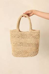 HOT SELLING Vintage Durable <b>Lightweight</b> Foldable Large Capacity Rattan Handbag Woven Summer <b>Beach</b> <b>Bag</b> Women Travel Shopping - Product Image 4