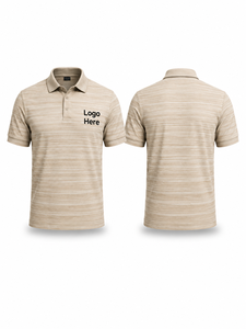 Chemise à manches courtes unie pour homme, en polyester et coton tricoté, respirante, style décontracté, logo personnalisé brodé sur le devant - Product Image 1