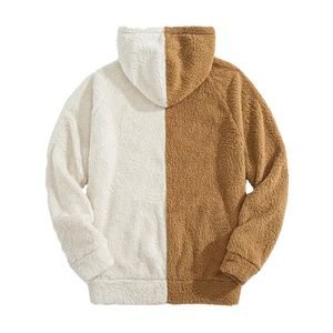 Sweat-shirt à capuche en molleton sherpa bicolore pour homme, streetwear décontracté, hiver - Product Image 2