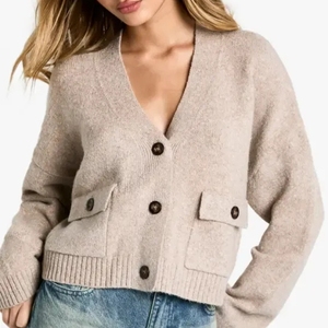 Women's Oversize V-Neck <b>Cardigan</b> Sweater <b>Thick</b> Knit Casual Print with Button Decoration Front Back Fashion Winter Warmth - Product Image 1