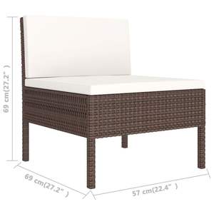Conjunto de Muebles de Jardín de Ratán Sintético Marrón con Acero con Recubrimiento en Polvo y Poliéster, Muebles de Exterior Duraderos - Product Image 6