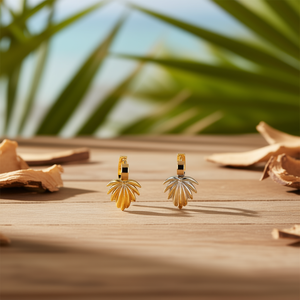 Orecchini a Cerchio Tz con Design a Conchiglia Dorati Argentati in Acciaio 6mm 12 Pezzi - Product Image 3