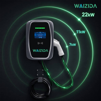 Cargador de Vehículos Eléctricos de Pared Tipo 2 de 22 kW y 32 A, Estándar Europeo, Estación de Carga de CA Montada en Pared para Uso Residencial
