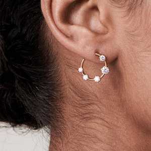 Boucles d'oreilles créoles pendantes en or 14K 18K avec diamants de laboratoire taille brillant 11mm, minuscules, style Huggies, serties à griffes, tendance - Product Image 5