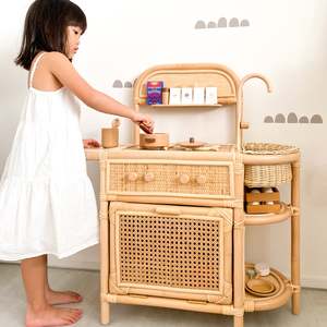 Juego de cocina de mimbre en miniatura para niños, estufa de juguete de excelente calidad para juego de simulación. - Product Image 6
