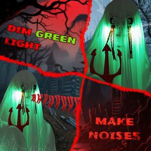 Fantasma Animatronico di Halloween a Grandezza Naturale (1,3 m) con Tridente, Luci Verdi Attivate dal Suono, Decorazioni per Feste all'Aperto - Product Image 6