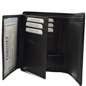<b>Men's</b> Genuine Leather Bifold <b>Wallet</b> RFID Blocking Short Length Fold Closure Minimalist Style <b>Black</b> - Product Image 4