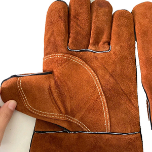 Gants de sécurité en cuir industriels, 14 pouces de long, manchette droite, résistants à la chaleur, résistants à l'abrasion, texture lisse pour une protection maximale - Product Image 6
