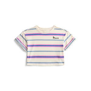 เสื้อยืดครอป Relevo ลายทาง แขนสั้น คอกลม ยูนิเซ็กส์ ผ้าถัก 100% คอตตอน ระบายอากาศได้ดี ทรงปกติ โลโก้ด้านหน้า - Product Image 2