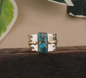 Natural Blue Copper Turquoise Bezel Set Classic Certified Wedding Band <b>Ring</b> 925 Sterling <b>Silver</b> Handcrafted Women <b>Men</b> Boho - Product Image 1