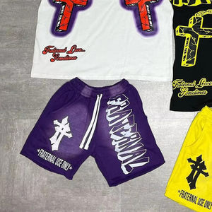 Conjunto de Dos Piezas para Hombre, Estilo Desgastado, Impresión DTG Personalizada, Camisa y Pantalones Cortos 100% Algodón de Alta Calidad - Product Image 6