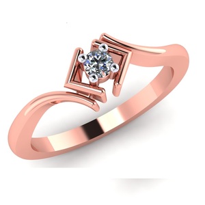 Bague en or rose 18 carats avec diamants taille coussin et taille rond, 3,4 g, design contemporain, luxe au quotidien - Product Image 1