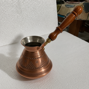 Cafetière turque en cuivre pur faite à la main, Cezve Ibrik, avec poignée en bois, pour café arabe, grec, expresso, chauffe-lait, théière - Product Image 2