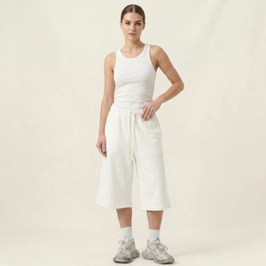 Culottes décontractées amples pour hommes, en molleton 350 GSM 100 % coton, doublées, longueur 3/4, avec cordon de serrage, style streetwear, vente en gros - Product Image 6