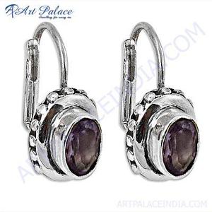 Pendientes de plata amatista India - Product Image 1