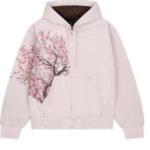 Sudadera con capucha personalizada de invierno extragrande con pedrería de flor de cerezo, estilo vintage Harajuku, rosa, gráfico japonés, para hombre y mujer - Product Image 1