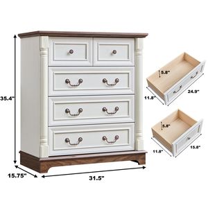 Cassettiera Rustica in Legno Stile Fattoria con 5 Cassetti, Organizzatore per Camera da Letto e Soggiorno - Product Image 4