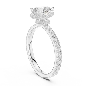 Anillo de diamante de talla pera de 1.5 quilates cultivado en laboratorio, oro macizo de 18 quilates con halo oculto, regalo unisex para fiesta nupcial - Product Image 4