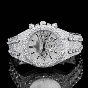 Men's Luxury Antique Iced <b>Automatic</b> Mechanical Watch Stainless Steel <b>Chronograph</b> Analog Dial Glass Crystal Hip Hop Wristwatch - Product Image 4