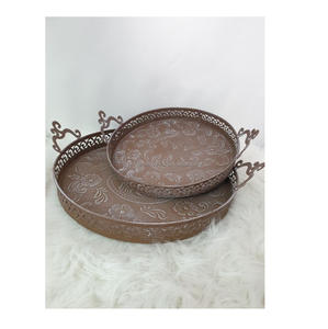 Bandeja galvanizada de metal de lujo con asas de lujo Decoración de mesa de fiesta interior y exterior Bandeja galvanizada para frutas y dulces - Product Image 4