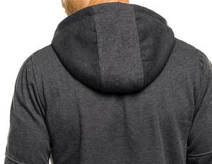 Sweat-shirt à capuche zippé pour homme, couleur unie, coupe oversize, décontracté, pour l'automne, en molleton de coton tricoté, manches longues, respirant, avec poche, 300g - Product Image 4