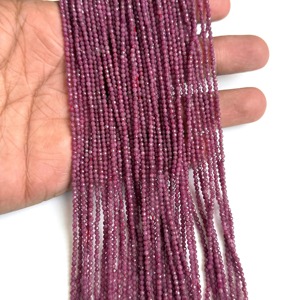 Perles rondes en rubis naturel 2 mm, qualité AAA, micro-facettées, fil de perles de 13 pouces, perles de rubis rouge naturel pour bijoux - Product Image 1