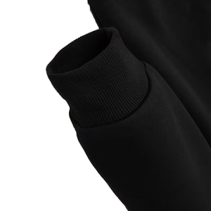 Unisex Black Solid Front Logo 100% Cotton Fleece Long Sleeve Casual Pullover <b>Hoodie</b> with Kangaroo Pocket - Product Image 6