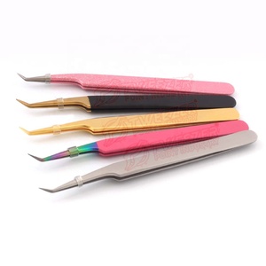 Pince à épiler pour extension de cils avec logo personnalisé pointe en fibre d'acier inoxydable avec étiquette privée et pochette d'emballage - Product Image 3