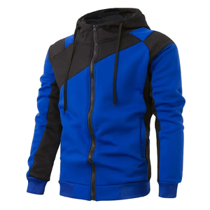 Sudadera con capucha de forro polar para hombre, de alta calidad, con cremallera y bloques de color, con logotipo personalizado, precio mayorista, para invierno - Product Image 2