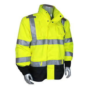 High-Visibility Reflective Safety <b>Work</b> Jacket for Construction & Road Workers ANSI Class Fluorescent Hi-Vis Workwear Jacket - Product Image 4