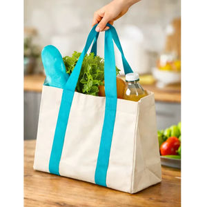 Bolsa de Lona Grande Personalizada con Logotipo Impreso, Diseño de Letras, con Bolsillo y Cremallera, Bolsa de Compras, Bolsas Promocionales - Product Image 1