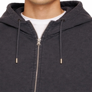Sudadera con capucha para hombre, de color liso, con cremallera frontal completa, forro polar cálido, cómoda, informal, de tela resistente, corte holgado. - Product Image 4