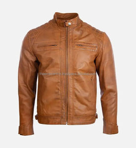 Veste en cuir élégante pour hommes veste en cuir la plus vendue dernière mode pour hommes épaule matelassée Tan Cafe Racer veste en cuir pour hommes - Product Image 1