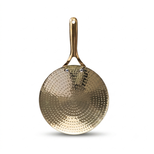 Premium Hammered Brass Frying Pan with Long Handle | Heavy Duty Brass Skillet | Traditional Indian Cookware | Kitchen Fry Pan - Product Image 1