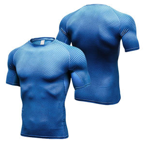 <b>Men's</b> Navy Blue Solid Full Sleeve <b>Collarless</b> Casual Compression <b>Shirt</b> High Elasticity 100g Polyester Knitted Quick Dry Sporty - Product Image 4