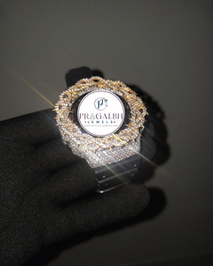 นาฬิกาข้อมือแฟชั่นหรูหรา Pragalbh Jewels รุ่นขอบหนามประดับเพชรโมอิสซาไนต์และควอตซ์  วัสดุสแตนเลสสตีล น้ำหนักเบา สำหรับทั้งชายและหญิง - Product Image 4